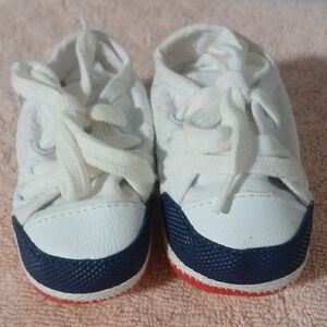 Kids White and Blue Sneakers